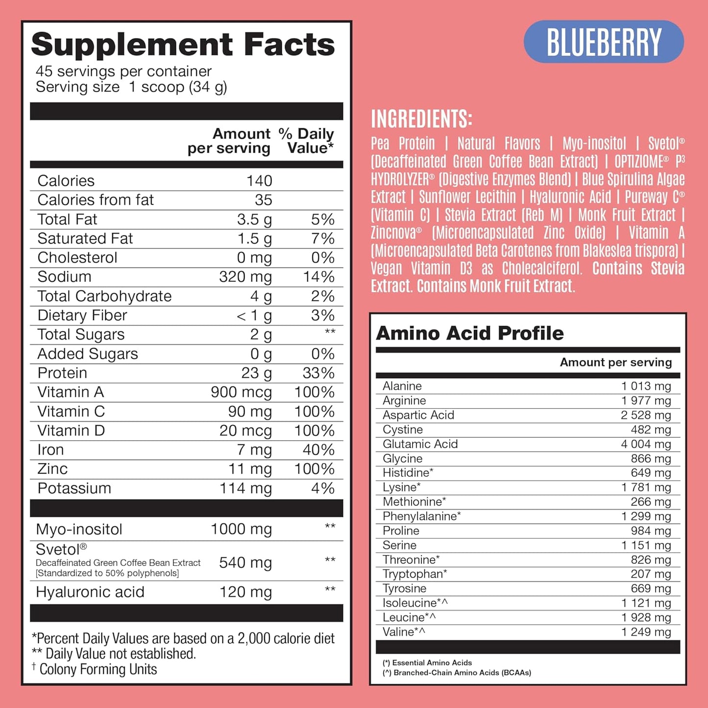 Birdman Fitmingo Blueberry Vegan Protein Powder for Women with Inositol, Collagen Boosters, Hyaluronic Acid & Vitamins | Low Carb, Dairy Free, Lactose Free, Low Calorie, 22g Plant Based