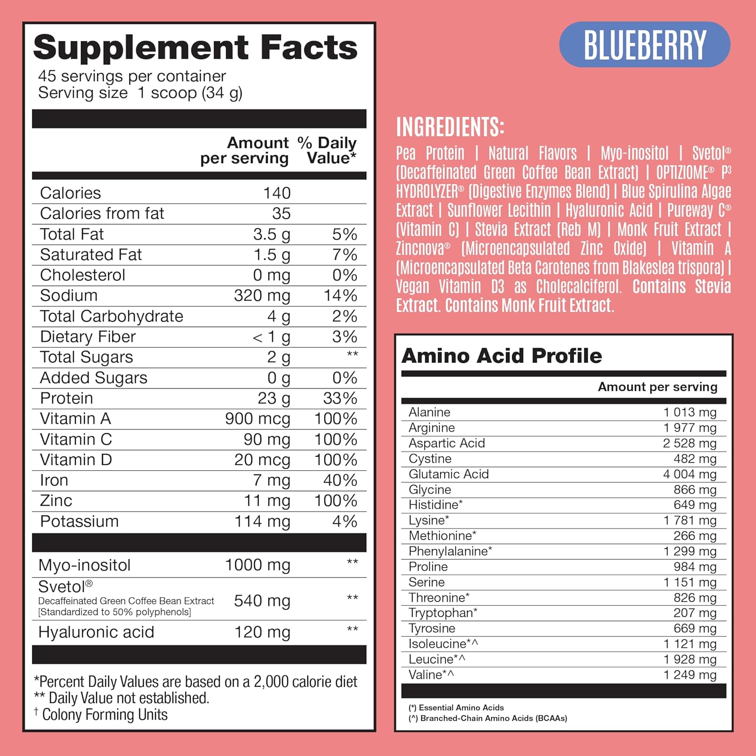 Birdman Fitmingo Blueberry Vegan Protein Powder for Women with Inositol, Collagen Boosters, Hyaluronic Acid & Vitamins | Low Carb, Dairy Free, Lactose Free, Low Calorie, 22g Plant Based