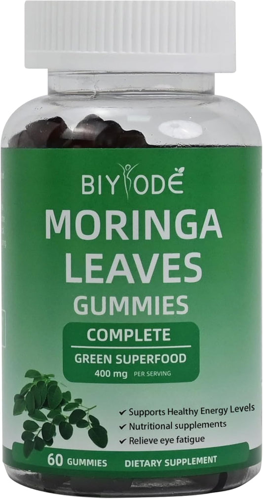 BIYODE Moringa Leaf Gummies - Heart Health, Energy, Joint Support - 400mg Antioxidants - 60 Gummies - 30 Day Supply