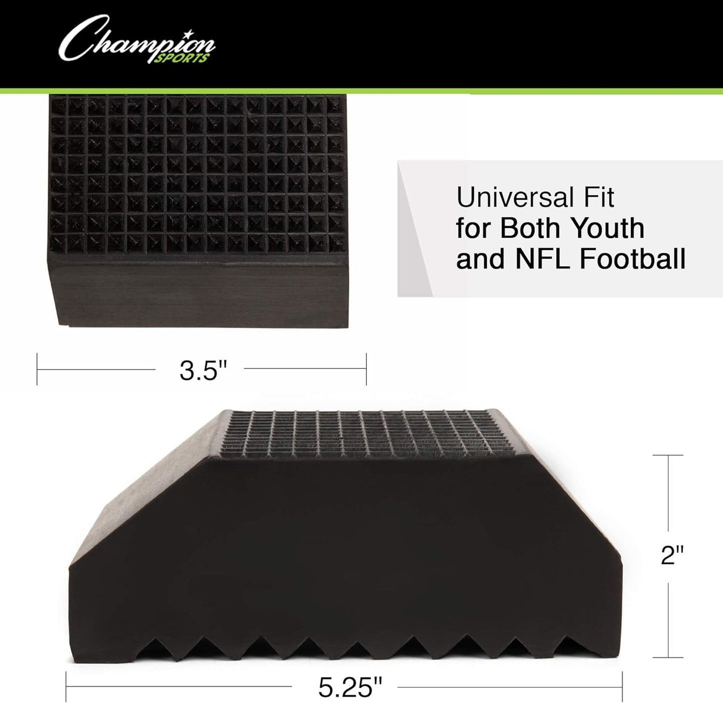 Black 2” Champion Sports Extra-Point Kicking Tee - Ball Holder Tees for Footballs - Kicking Block and Accessories for Adults, Kids, Coaches