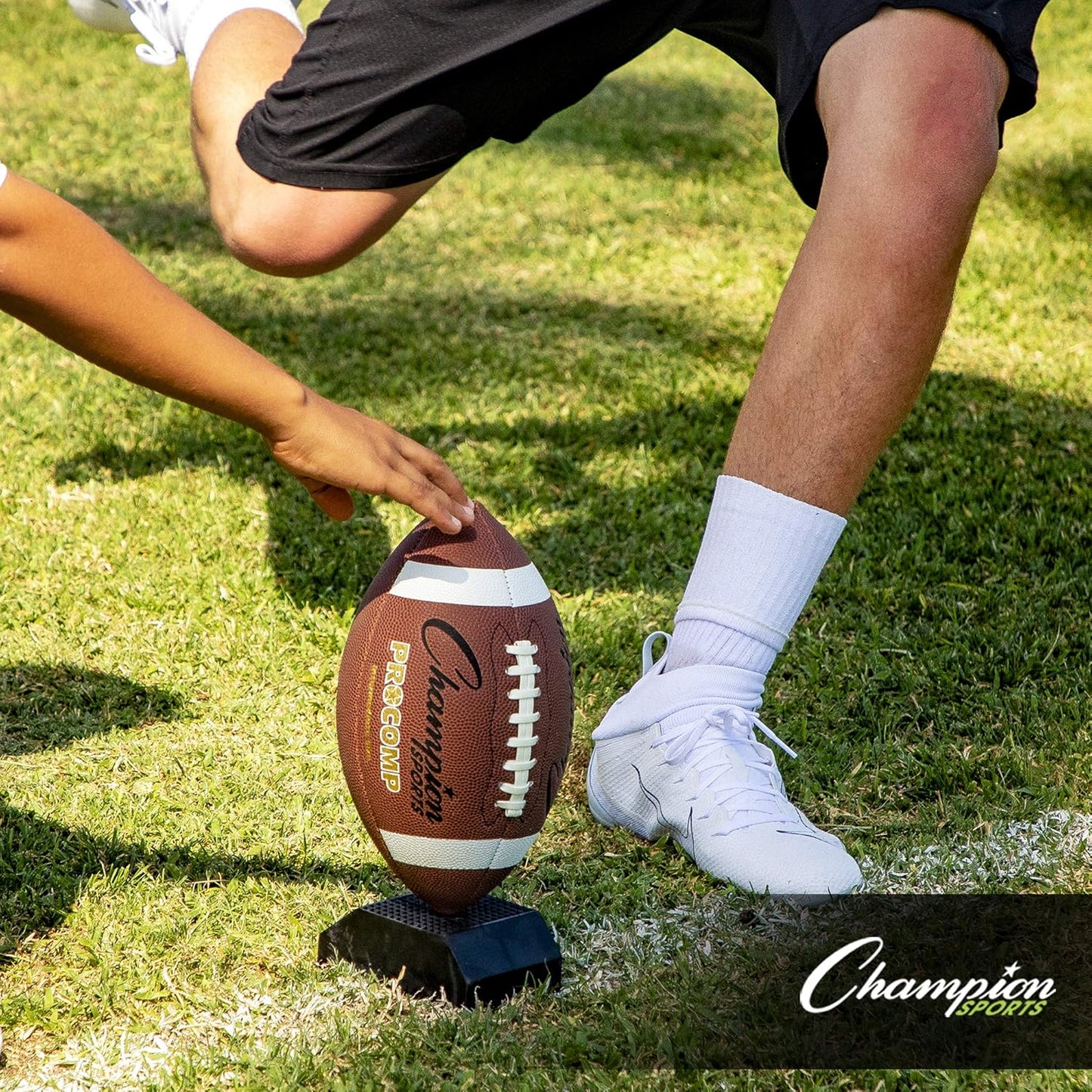Black 2” Champion Sports Extra-Point Kicking Tee - Ball Holder Tees for Footballs - Kicking Block and Accessories for Adults, Kids, Coaches