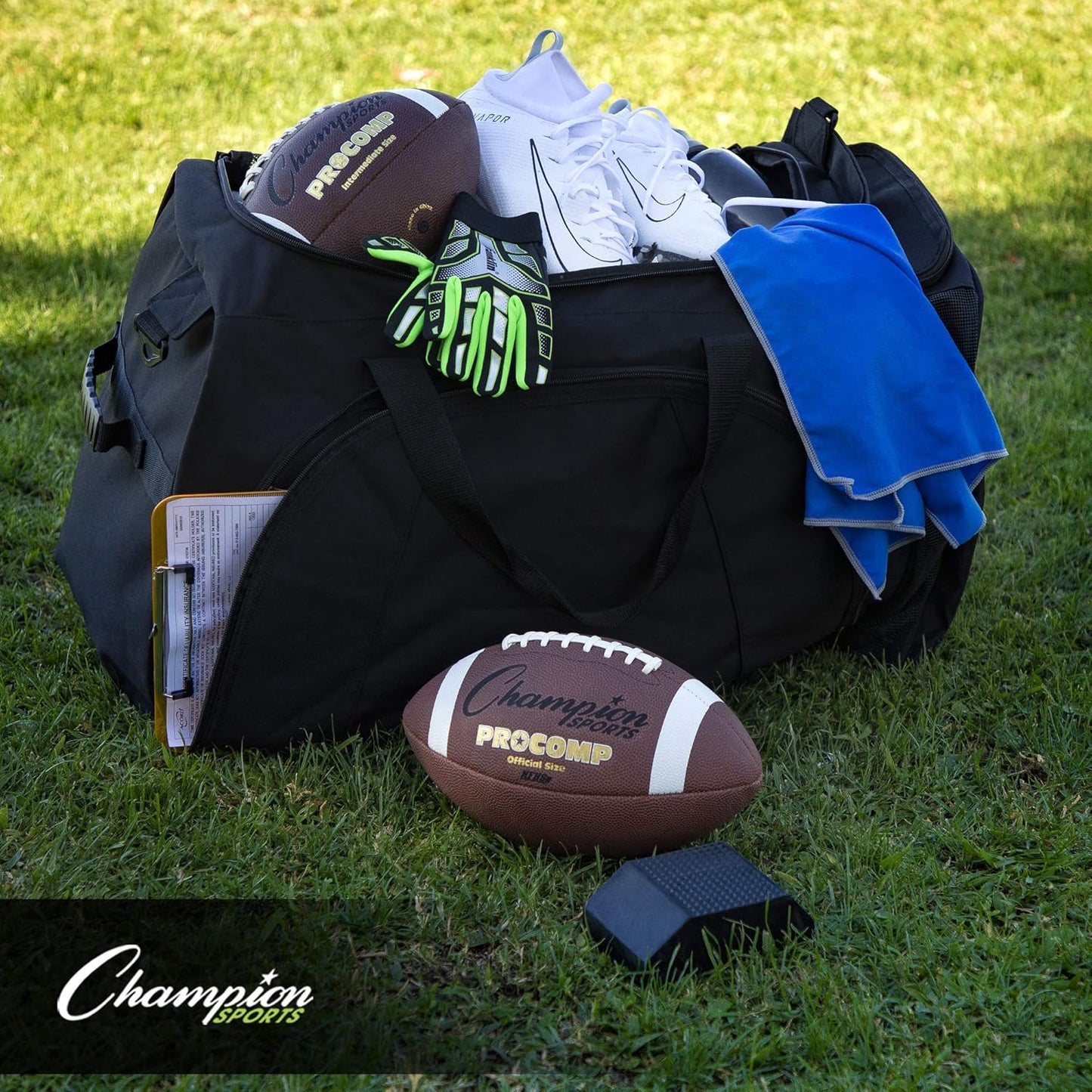 Black 2” Champion Sports Extra-Point Kicking Tee - Ball Holder Tees for Footballs - Kicking Block and Accessories for Adults, Kids, Coaches