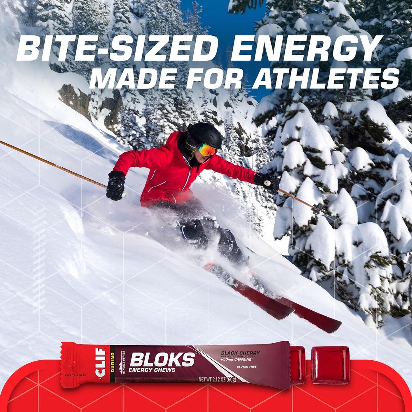 Black Cherry Caffeinated CLIF BLOKS - Plant Based Energy Chews for Cycling and Running - Non-GMO Fast Fuel with Carbohydrates and Electrolytes - 18 Count