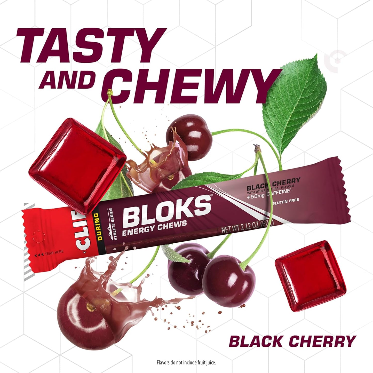 Black Cherry Caffeinated CLIF BLOKS - Plant Based Energy Chews for Cycling and Running - Non-GMO Fast Fuel with Carbohydrates and Electrolytes - 18 Count