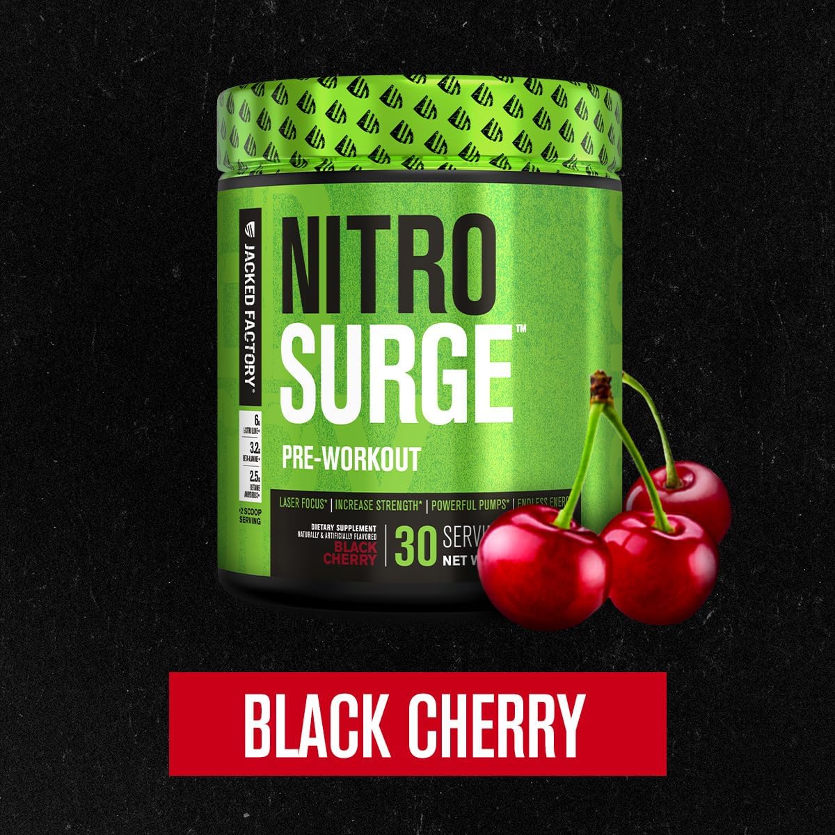 Black Cherry Nitrosurge Pre-Workout Bundle for Men and Women - Jacked Factory Nitrosurge Shred Thermogenic Formula
