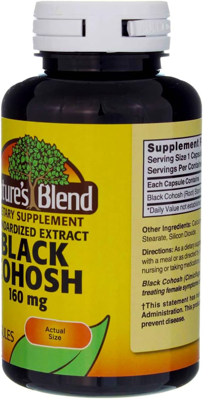 Black Cohosh CP 160MG 120 Capsules by Nature's Blend - Menopause Support Supplement