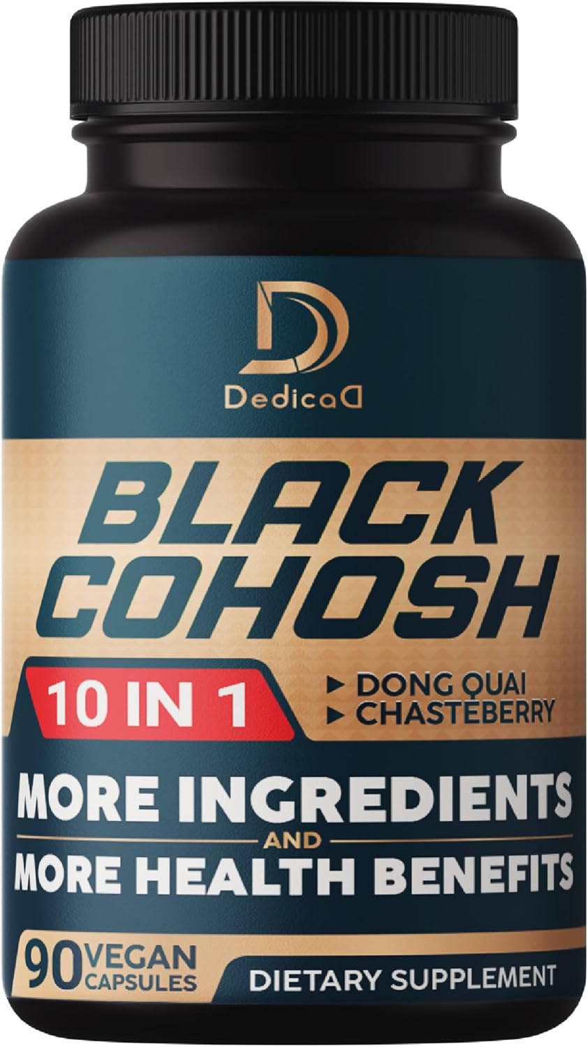 Black Cohosh Menopause & Immune Health Supplement - 3 Month Supply with 12 Powerful Herbs - Includes Dong Quai, Chasteberry, Wild Yam, Red Clover - 90 Vegan Capsules