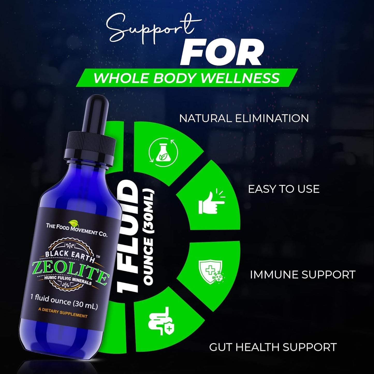 Black Earth Zeolite & Humic Fulvic Acid Trace Minerals Detox Drops - 1oz Liquid Supplement for Adults & Kids