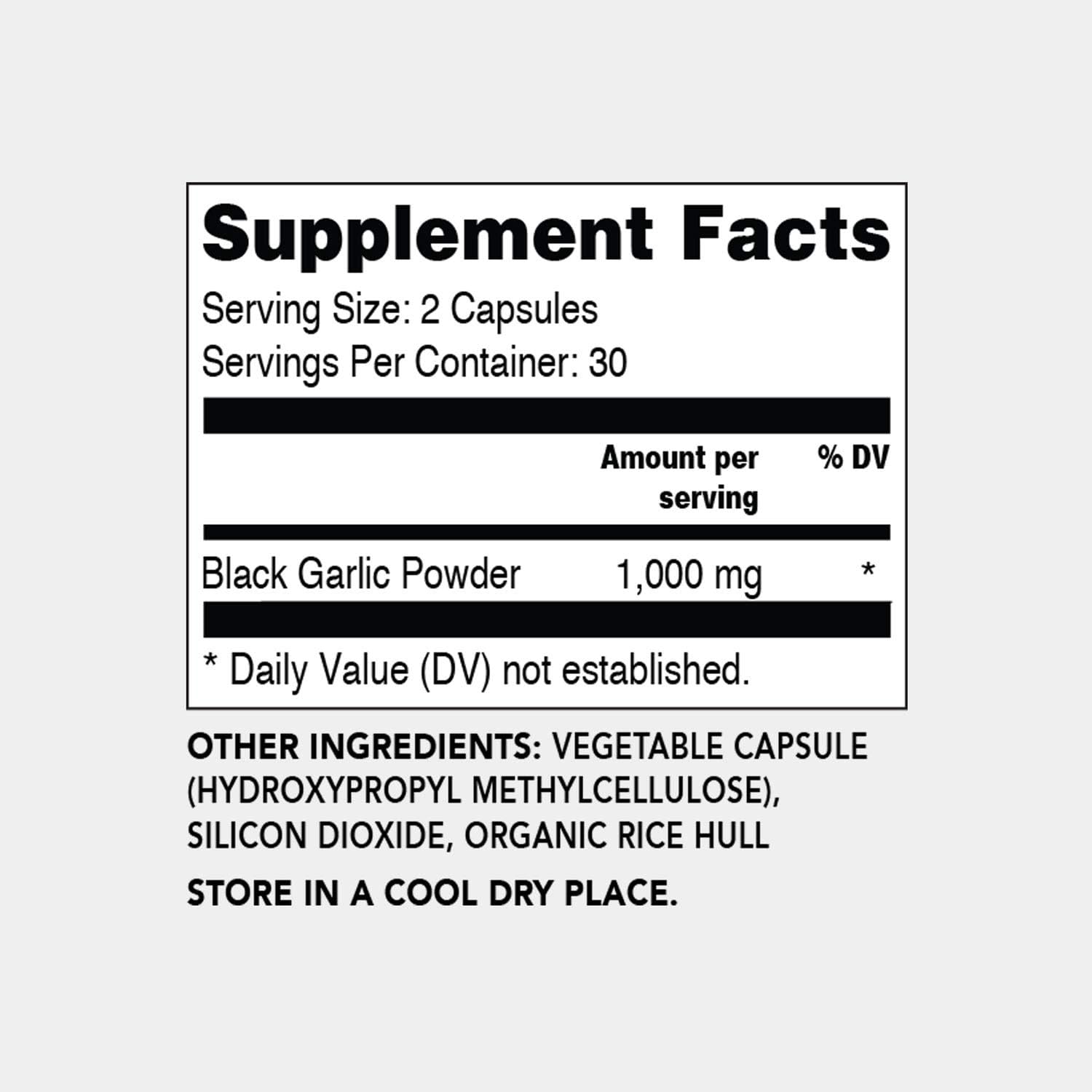 Black Garlic Capsules - Organic Superfood Supplement for Immune Support - 60 Capsules, 30 Day Supply