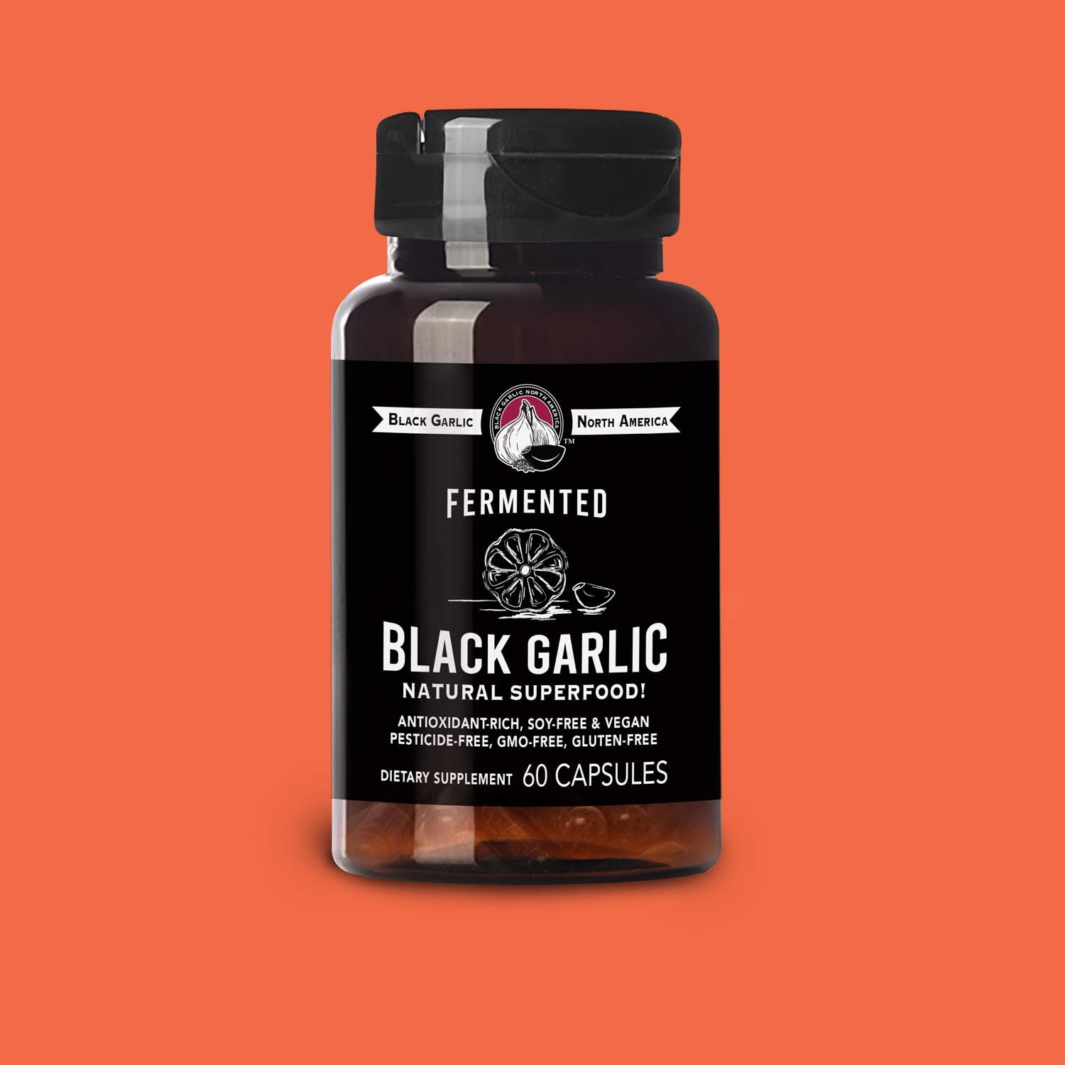 Black Garlic Capsules - Organic Superfood Supplement for Immune Support - 60 Capsules, 30 Day Supply