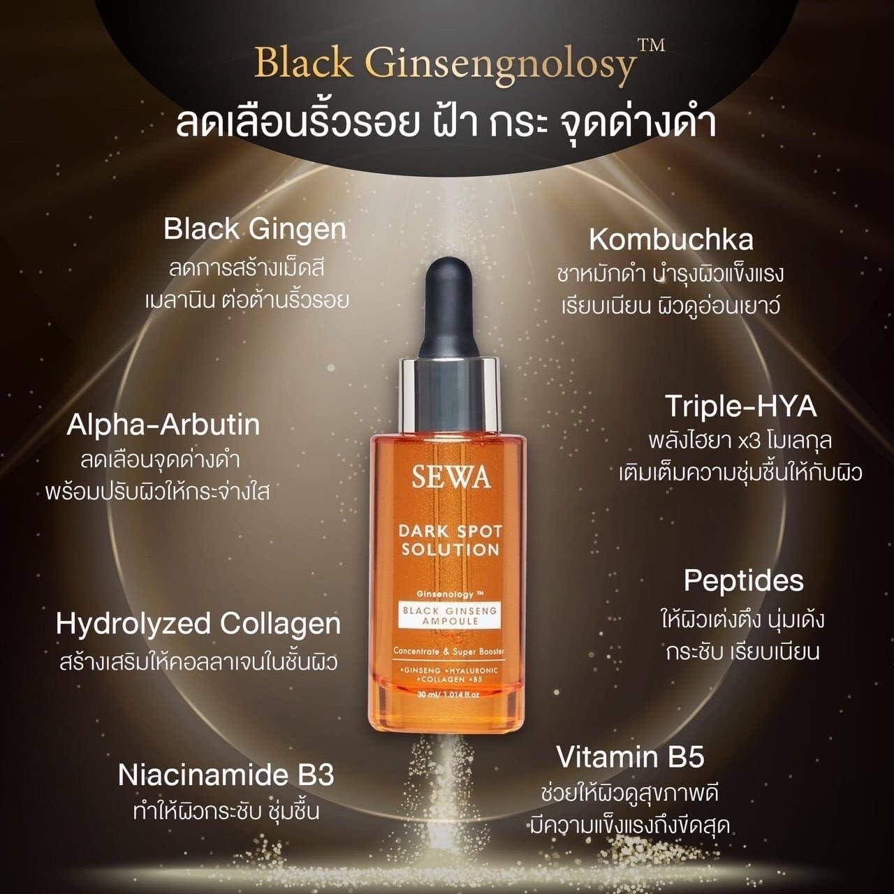 Black Ginseng Ampoule Concentrate Dark Spot Solution & Super Booster 30ml - Melasma Treatment - 1.01 Fl Oz