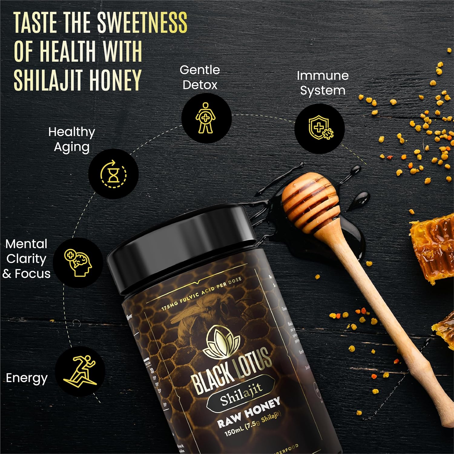 Black Lotus Shilajit Liquid Tincture 150ml - 100% Pure Natural Resin with Amino Acids, Fulvic Acid, Trace Minerals for Immune Support, Focus, Energy - Men & Women