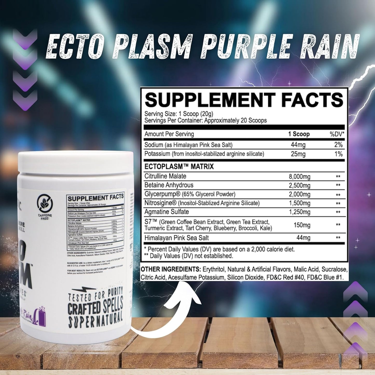 Black Magic Supply Ecto Plasm Compatible Nutrition Bundle - Purple Rain High Volume Pre-Workout Powder with Multi-Purpose Keychain - 20 Scoops Pump Supplement