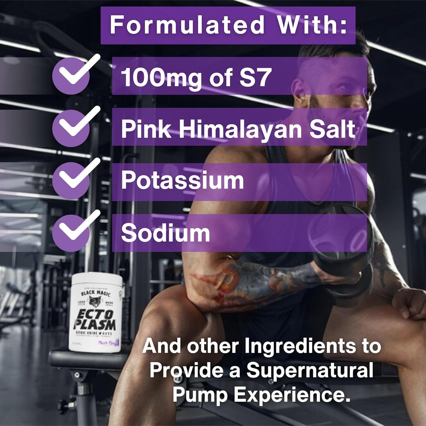 Black Magic Supply Ecto Plasm Compatible Nutrition Bundle - Purple Rain High Volume Pre-Workout Powder with Multi-Purpose Keychain - 20 Scoops Pump Supplement