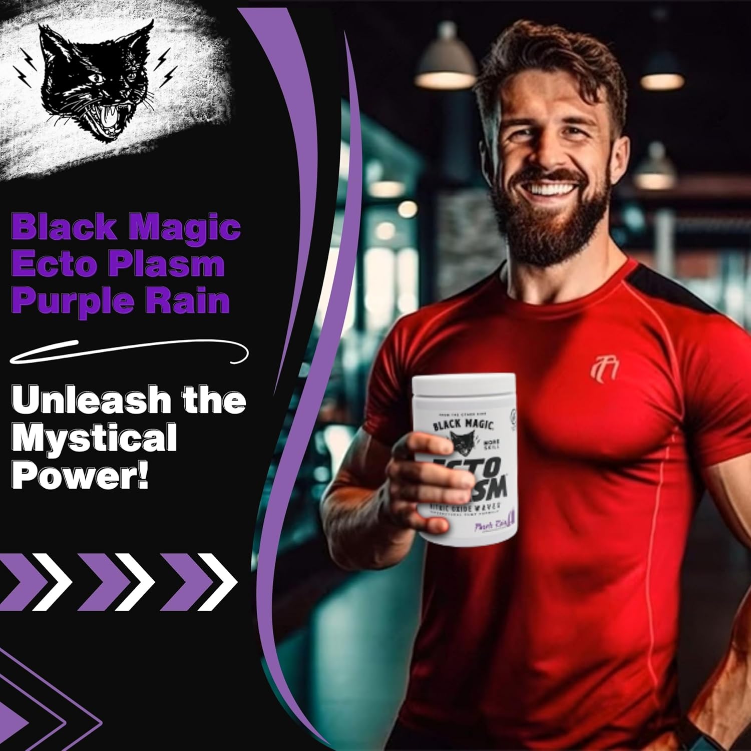 Black Magic Supply Ecto Plasm Compatible Nutrition Bundle - Purple Rain High Volume Pre-Workout Powder with Multi-Purpose Keychain - 20 Scoops Pump Supplement