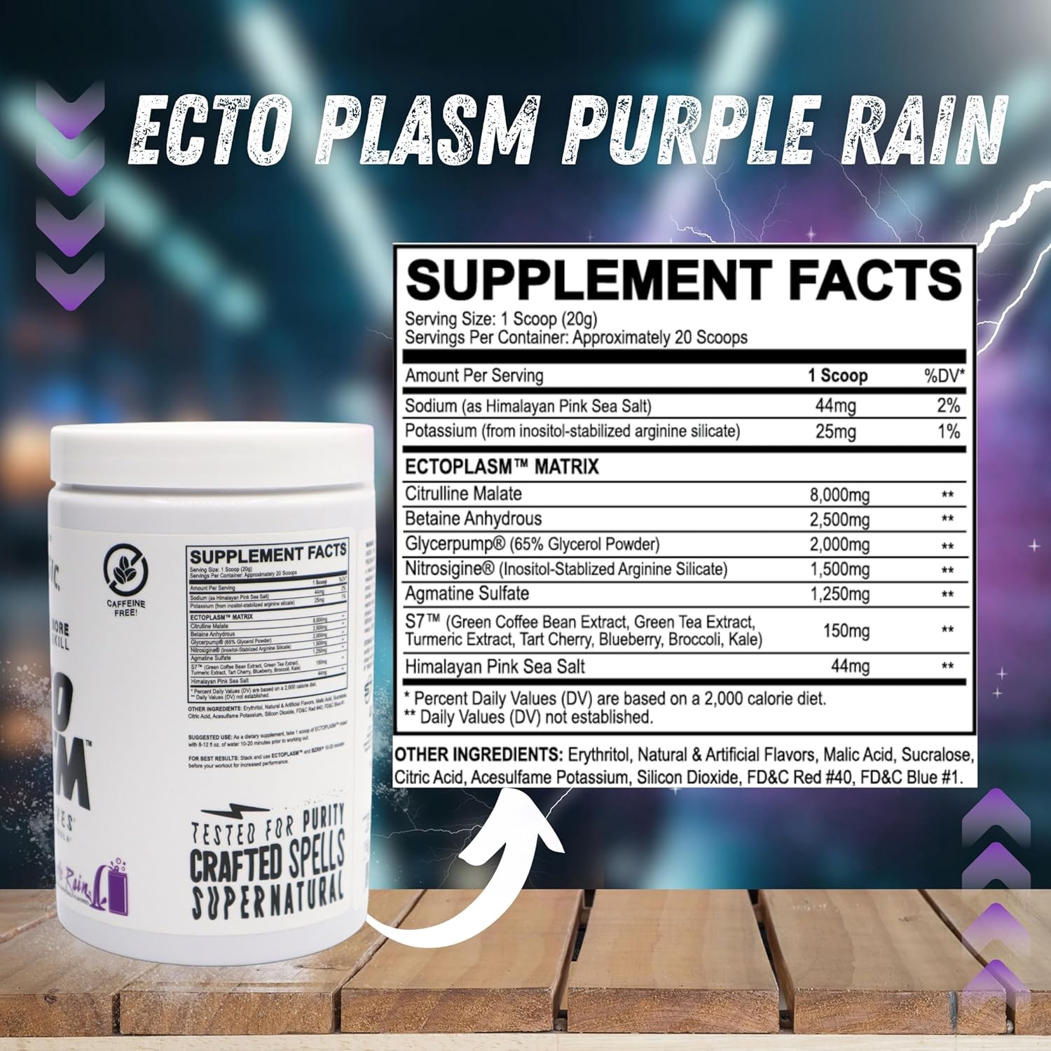 Black Magic Supply Ecto Plasm Purple Rain Nutrition Bundle - High Volume Pre-Workout with Keychain - 20 Scoops Pump Powder Supplement