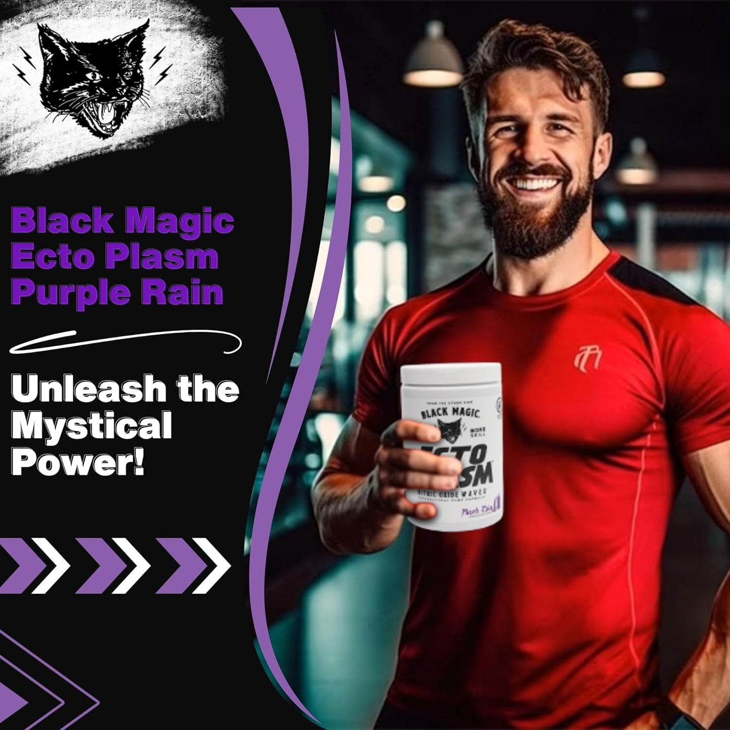 Black Magic Supply Ecto Plasm Purple Rain Nutrition Bundle - High Volume Pre-Workout with Keychain - 20 Scoops Pump Powder Supplement