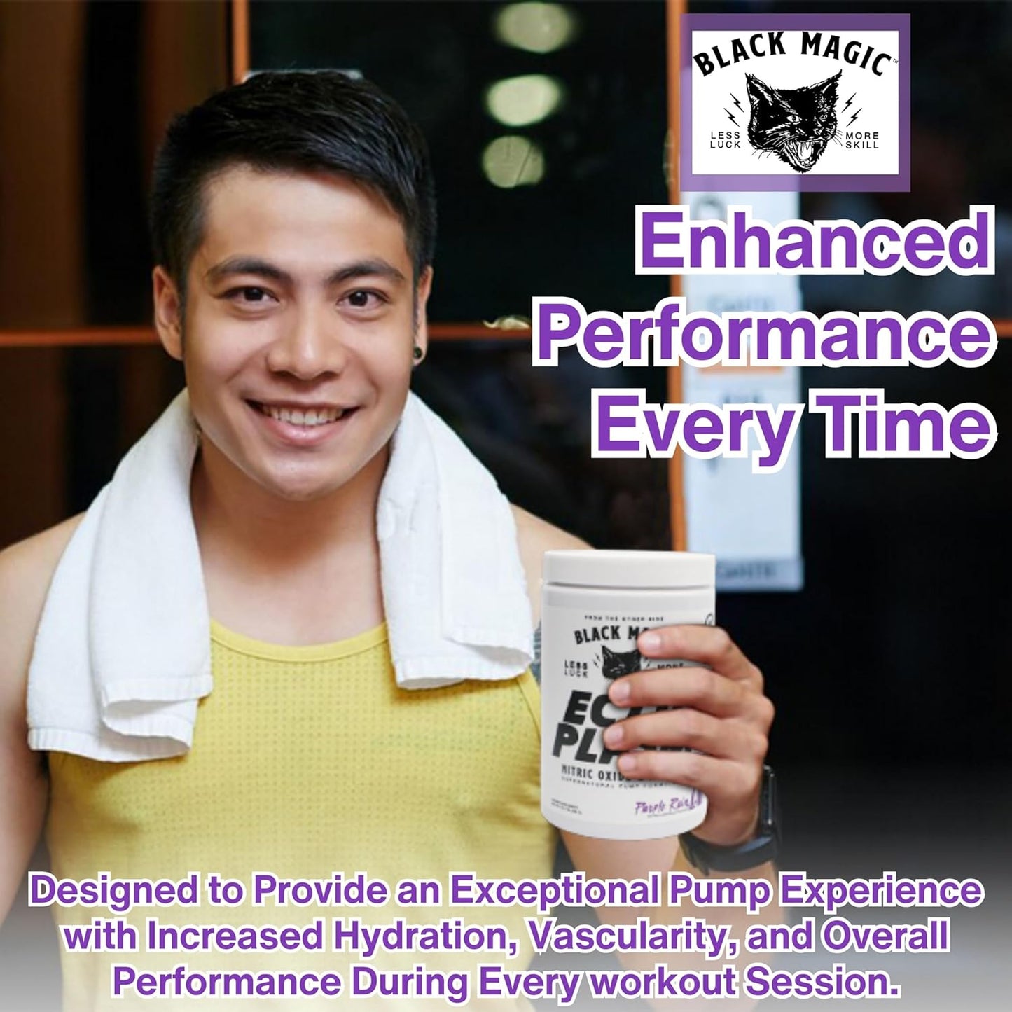 Black Magic Supply Ecto Plasm Purple Rain Nutrition Bundle - High Volume Pre-Workout with Keychain - 20 Scoops Pump Powder Supplement