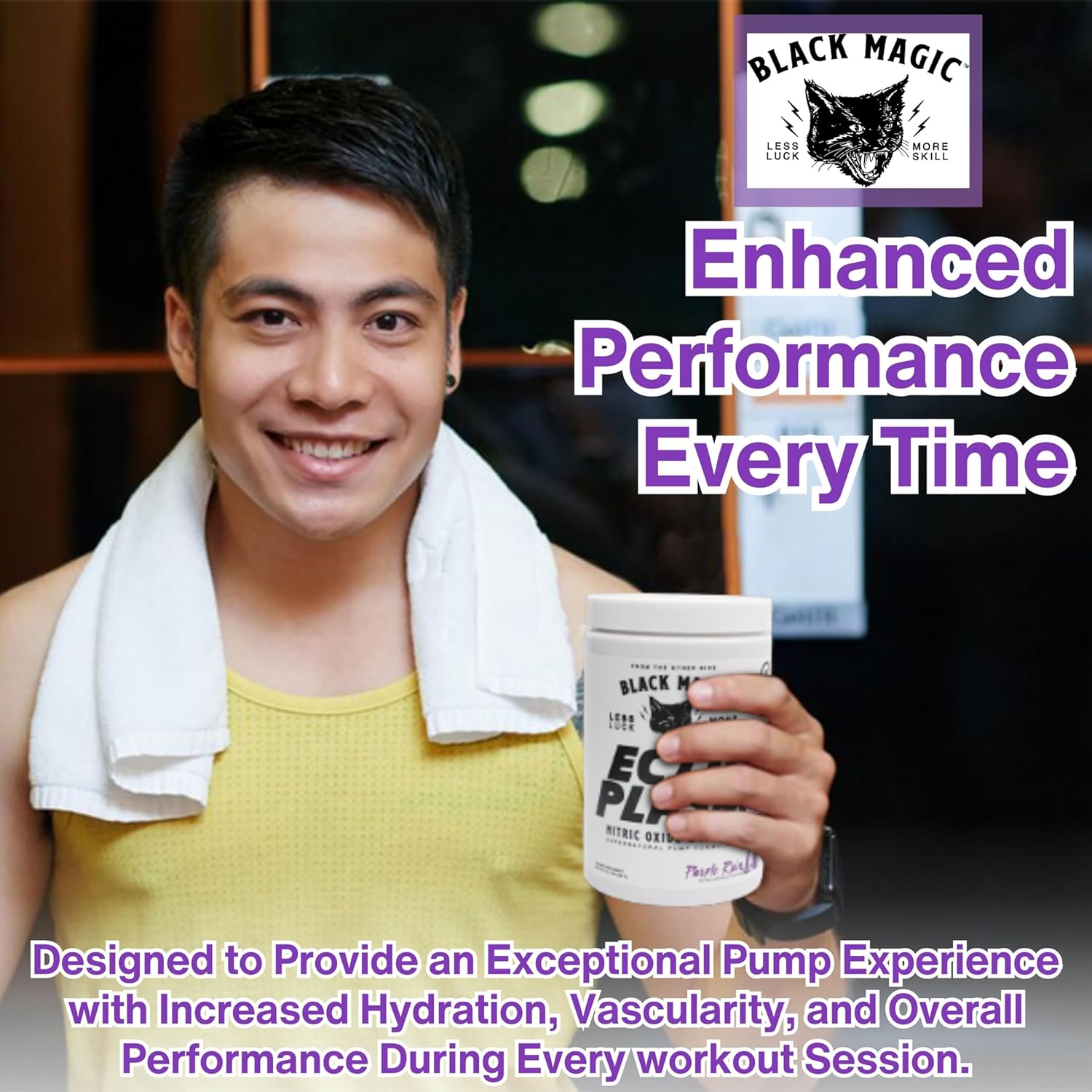 Black Magic Supply Ecto Plasm Purple Rain Nutrition Bundle - High Volume Pre-Workout with Keychain - 20 Scoops Pump Powder Supplement