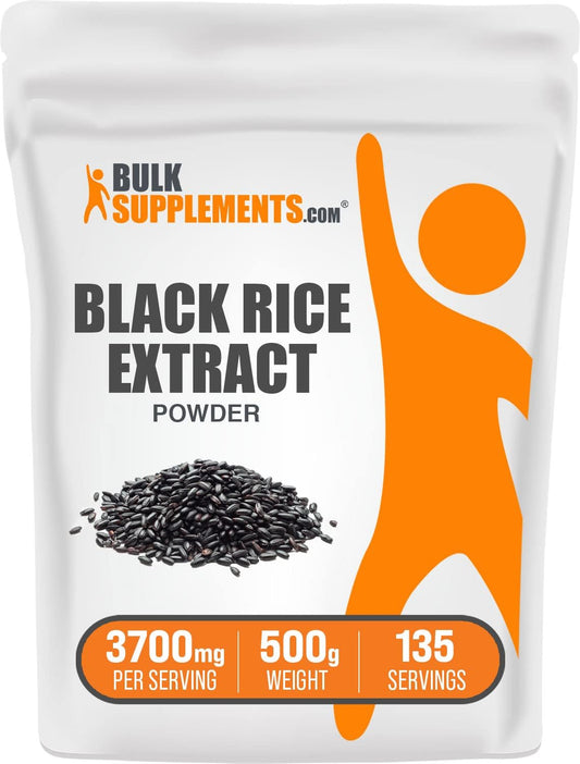 Black Rice Extract Powder - Gluten-Free Supplement, 3700mg per Serving, 500g - Bulk Black Rice Powder