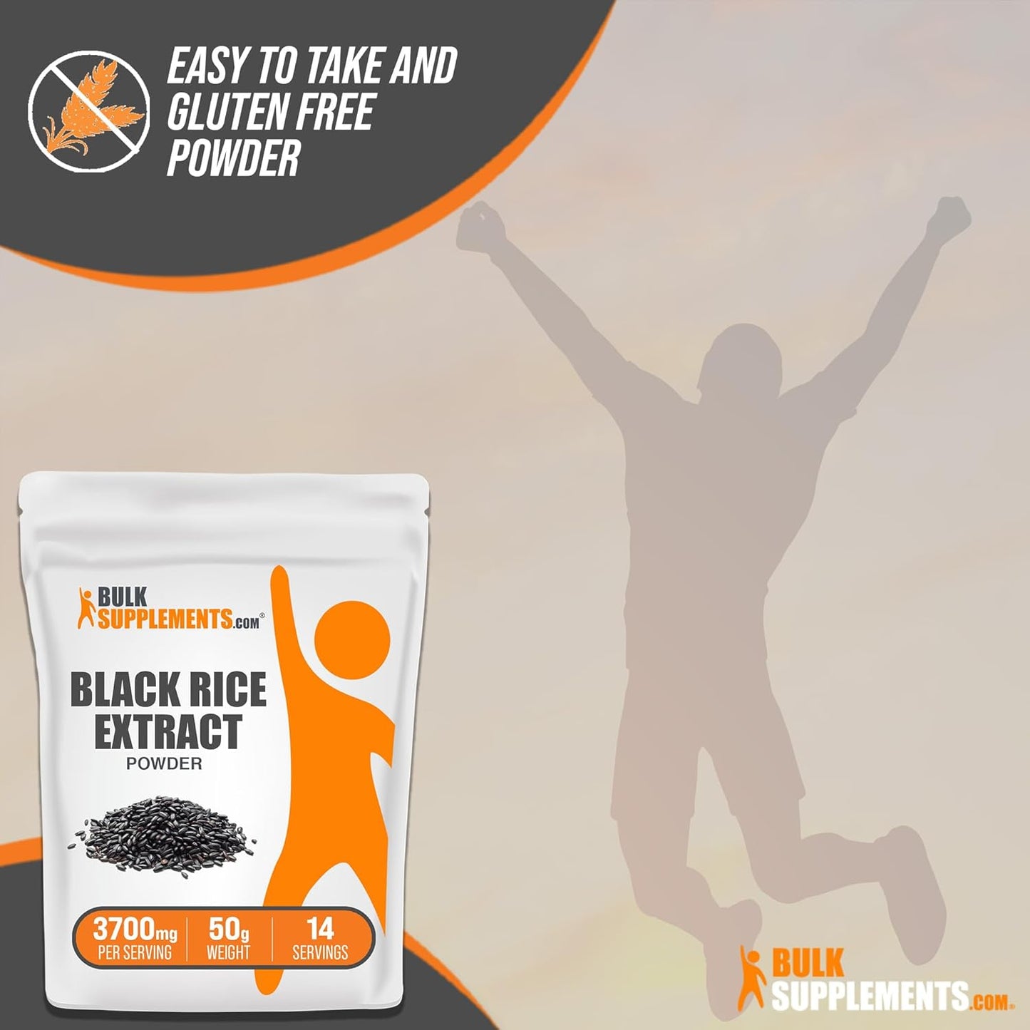 Black Rice Extract Powder - Gluten Free Supplement, 3700mg per Serving - 50g (1.8 oz) - BulkSupplements.com