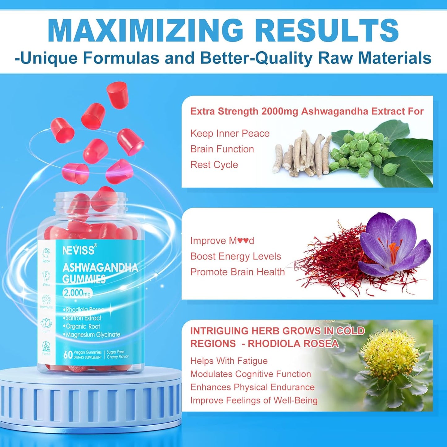 Black Seed Oil Gummies with Chlorophyll, Sea Moss, and Ashwagandha - 2000mg Sugar-Free Supplement with Magnesium Glycinate