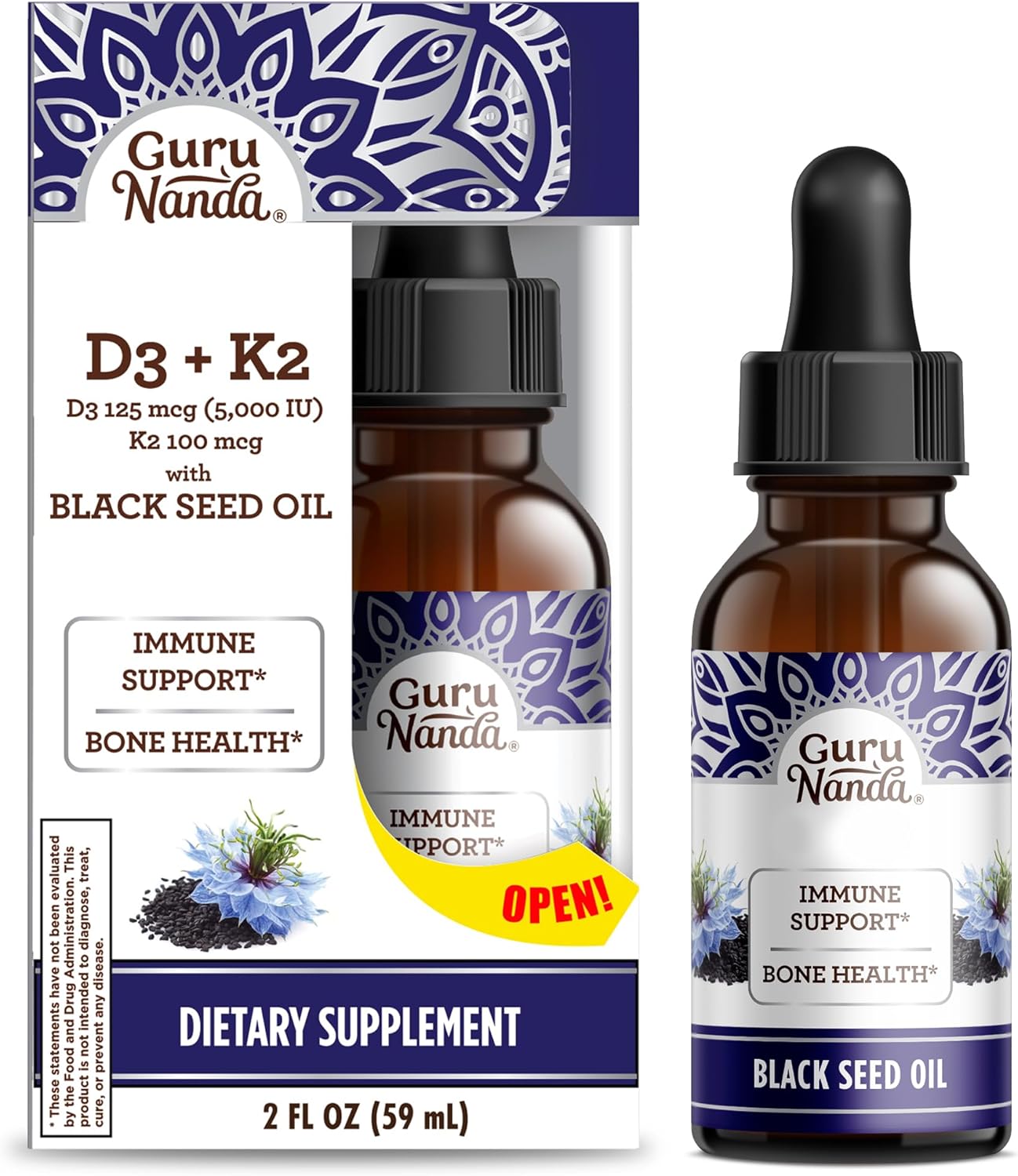 Black Seed Oil with Vitamin D3, K2, E & Coconut Oil Pulling for Immune Support & Oral Hygiene
