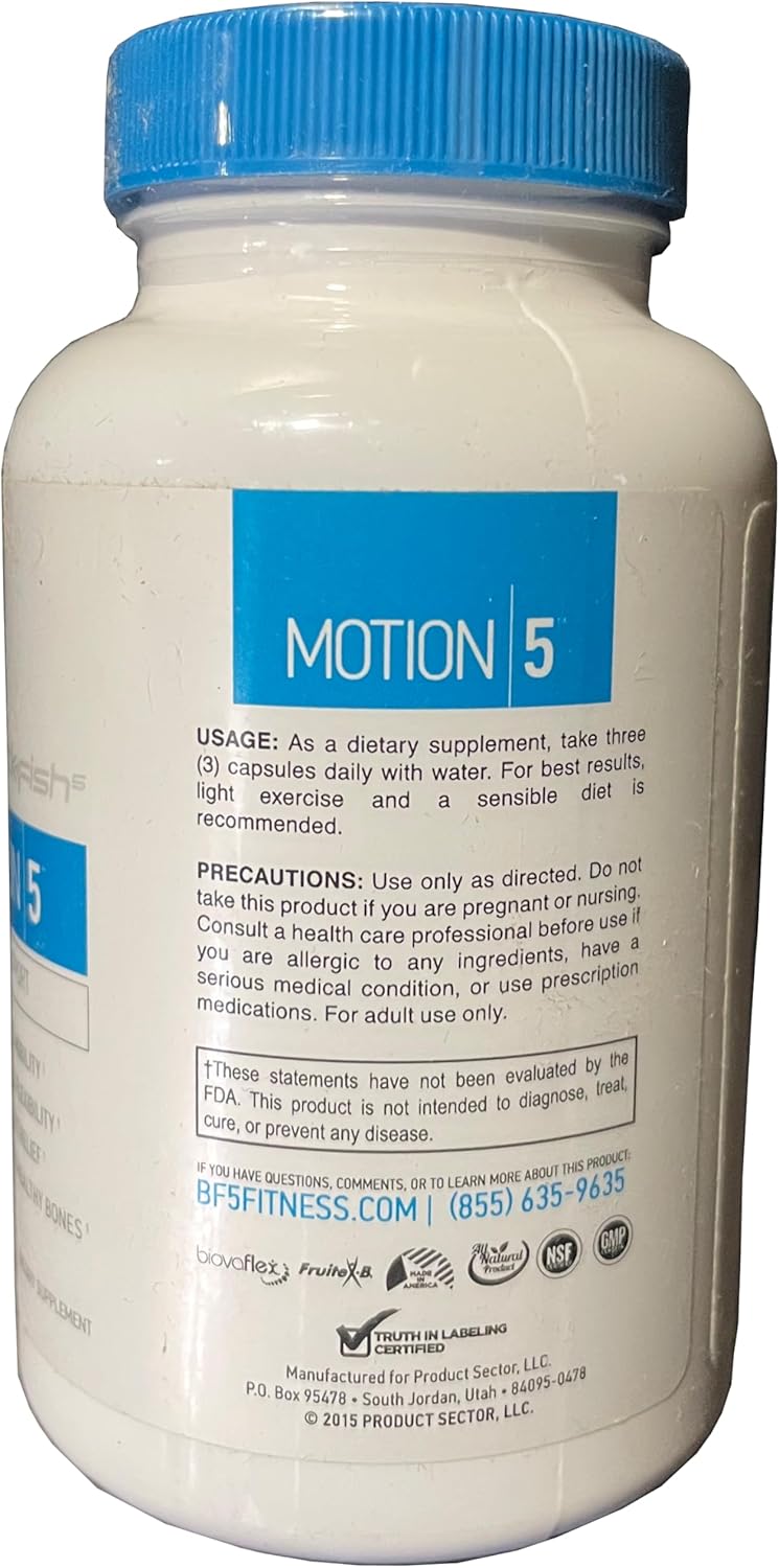 Blackfish5 Motion 5 - Glucosamine Chondroitin MSM Supplement - 90 Capsules for Joint Health