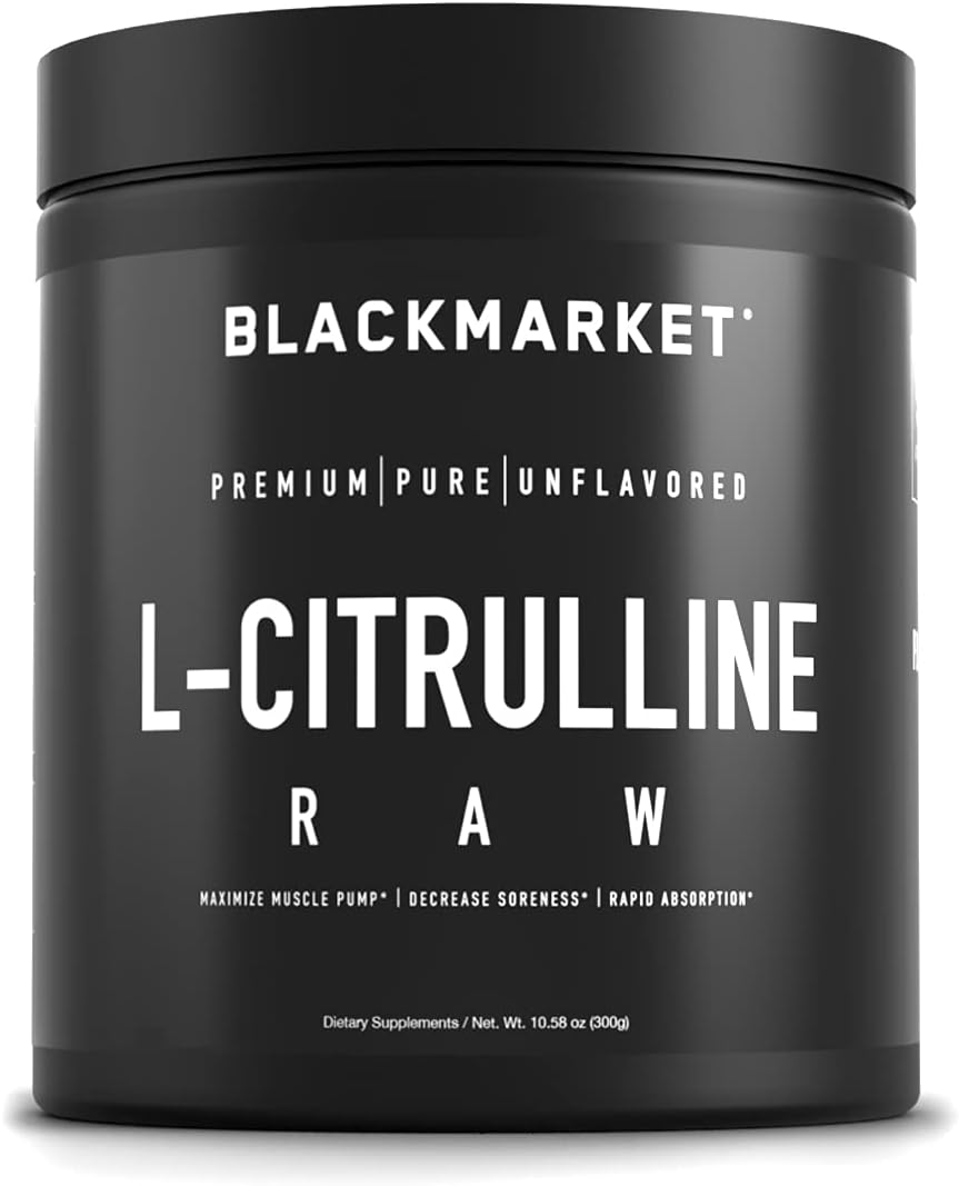 Blackmarket Raw L-Citrulline Powder: Boosts Blood Flow & Performance, Cardio Health Supplement - 300g