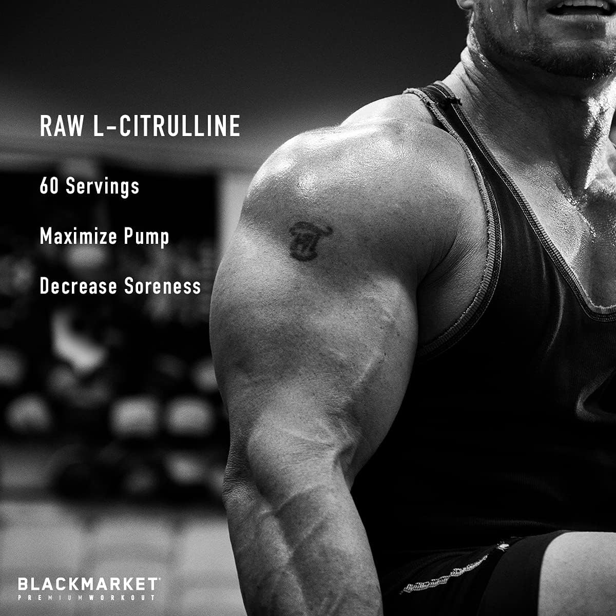 Blackmarket Raw L-Citrulline Powder: Boosts Blood Flow & Performance, Cardio Health Supplement - 300g