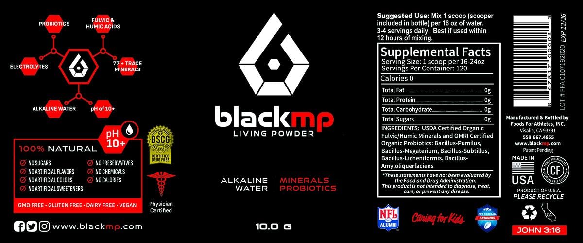 BlackMP Living Powder: SBO Probiotic & Minerals for Optimal Health - 30 Servings, All-Natural Formula for Athletes