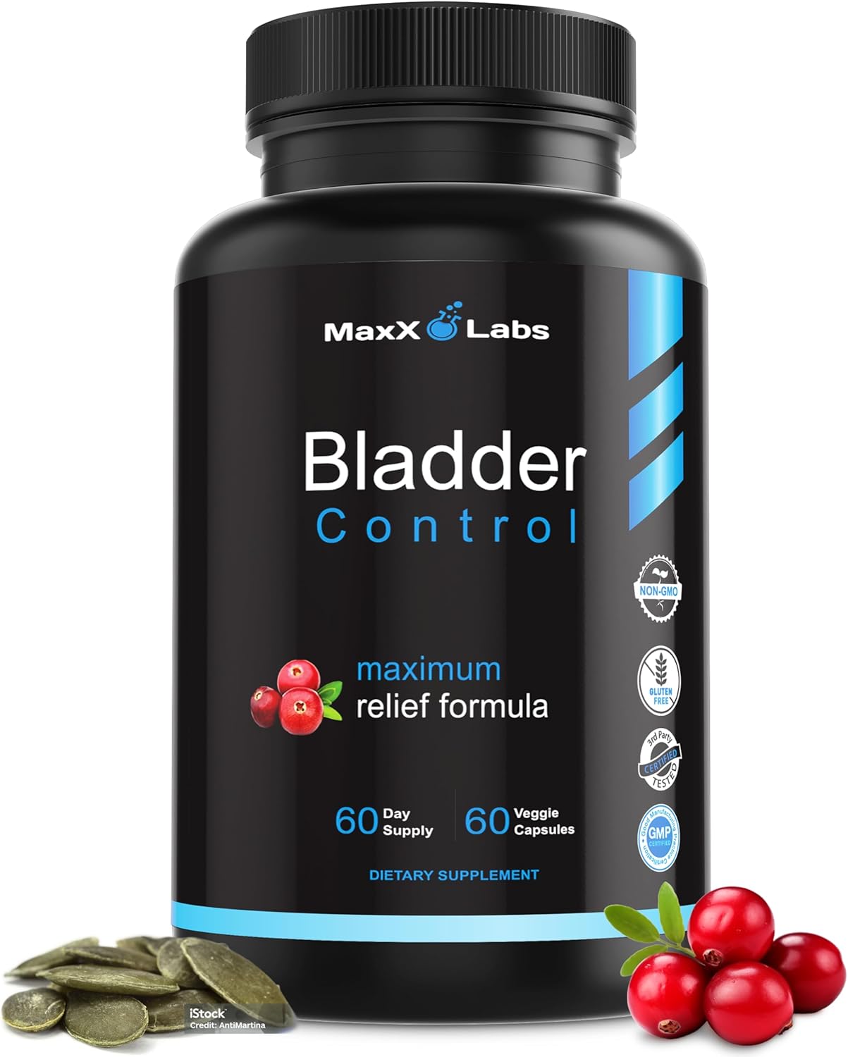 Bladder Control Supplement with Pumpkin Seed Oil & Cranberry Extract - UTI Relief for Women & Men - Overactive Bladder Control - 60 Ct