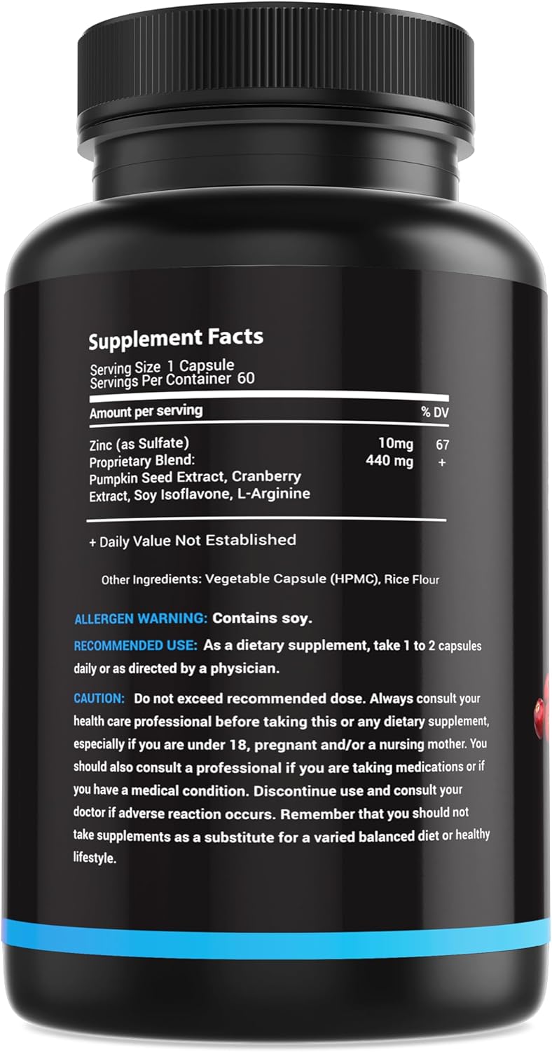 Bladder Control Supplement with Pumpkin Seed Oil & Cranberry Extract - UTI Relief for Women & Men - Overactive Bladder Control - 60 Ct