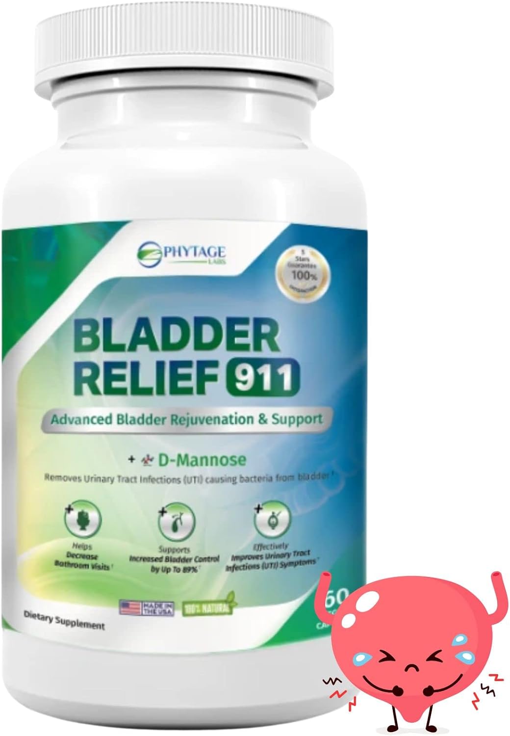 Bladder Relief 911 Detoxifying Strength Supplement - Supports Bladder Health, 60 Veggie Capsules for Men and Women