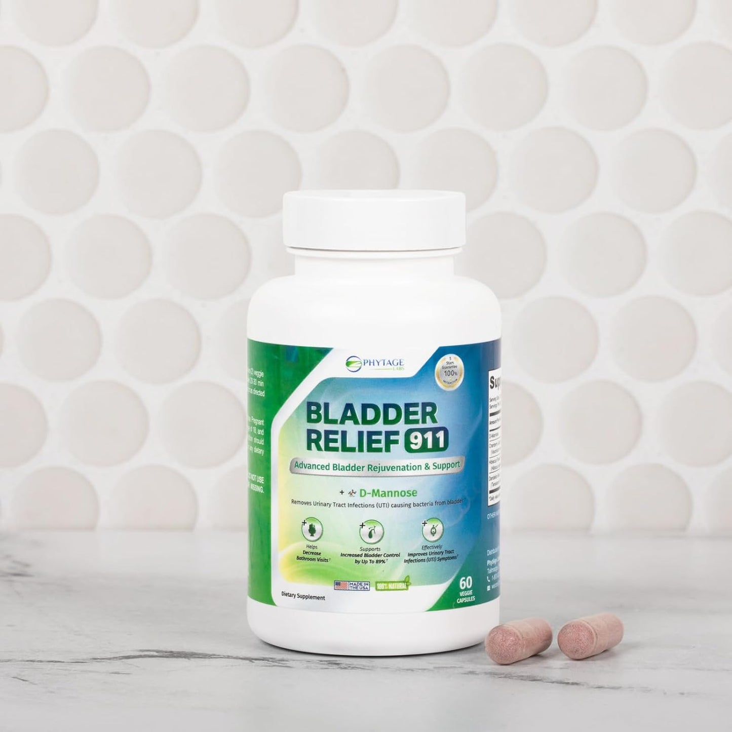 Bladder Relief 911 Detoxifying Strength Supplement - Supports Bladder Health, 60 Veggie Capsules for Men and Women