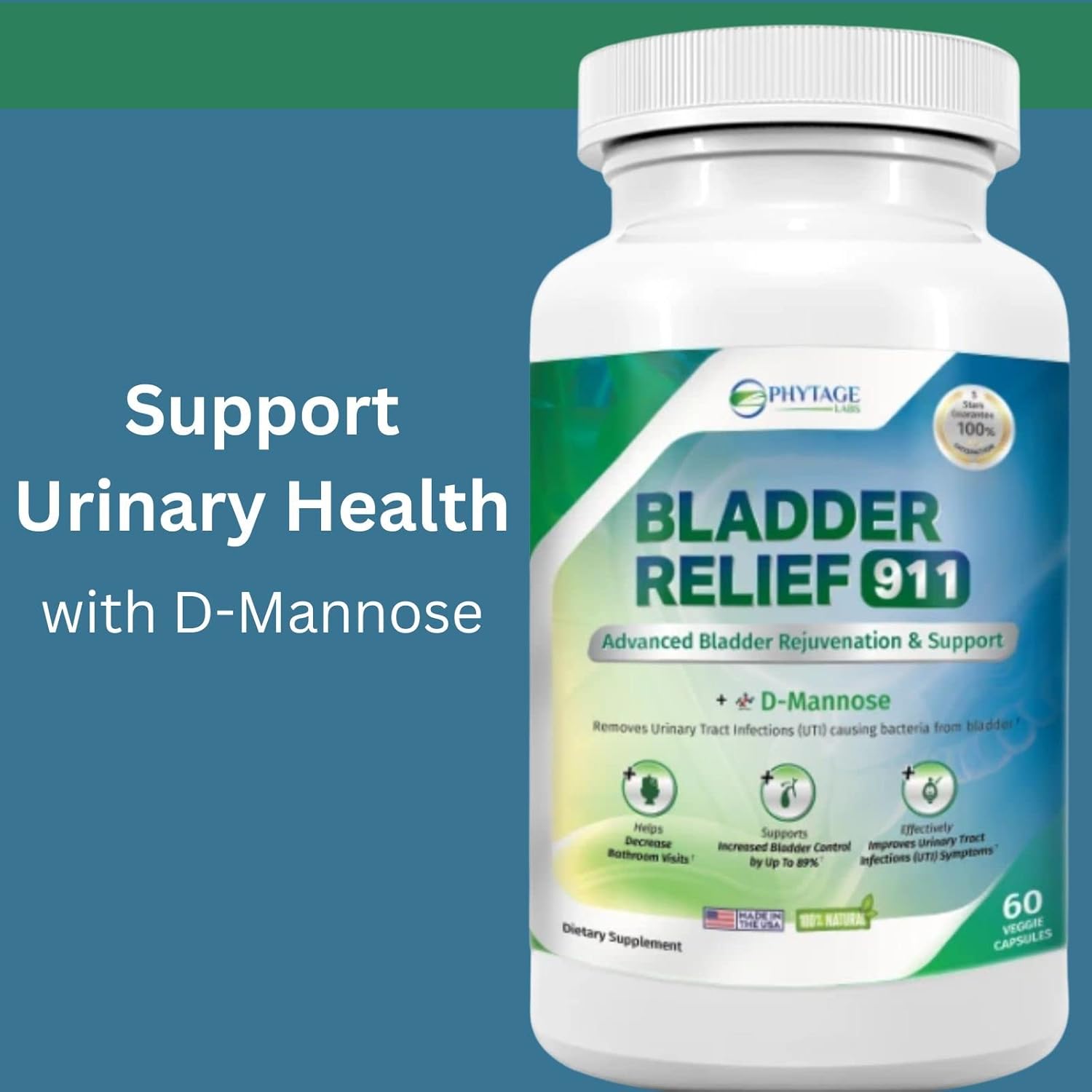 Bladder Relief 911 Detoxifying Strength Supplement - Supports Bladder Health, 60 Veggie Capsules for Men and Women