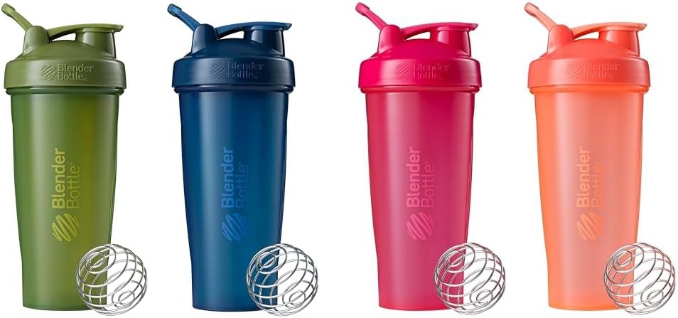 BlenderBottle 2-Pack 28-Ounce Classic Shaker Bottles for Protein Shakes and Pre-Workout (Moss/Navy/Pink/Coral)