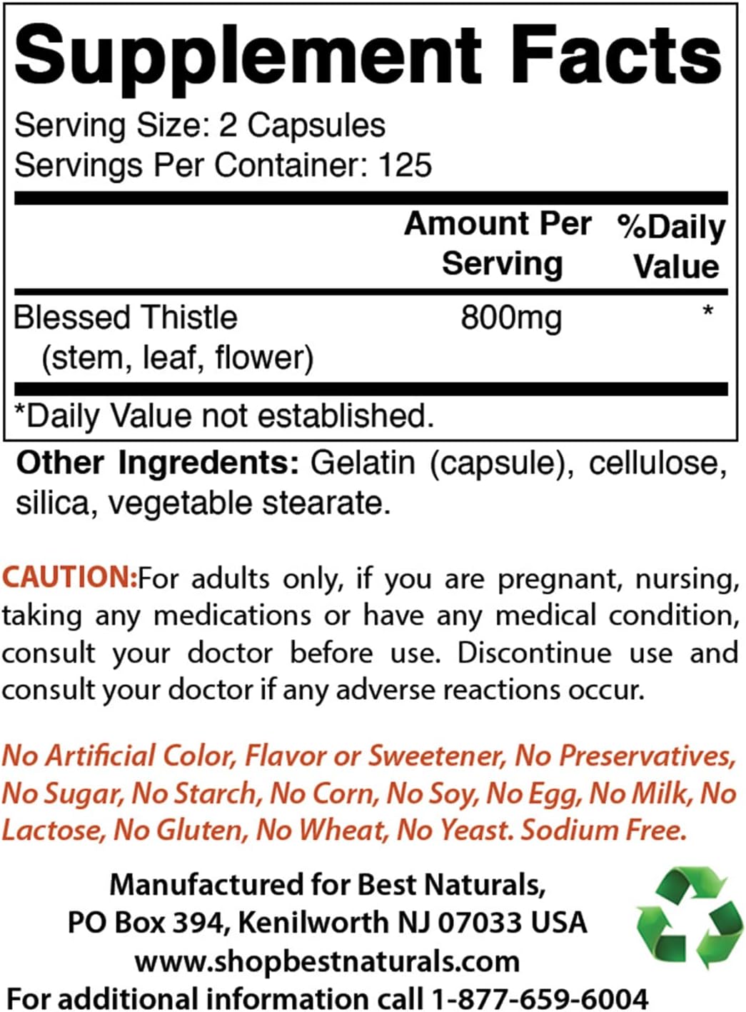Blessed Thistle Breastfeeding Lactation Capsules - 800mg/Serving - 250 Count by Best Naturals