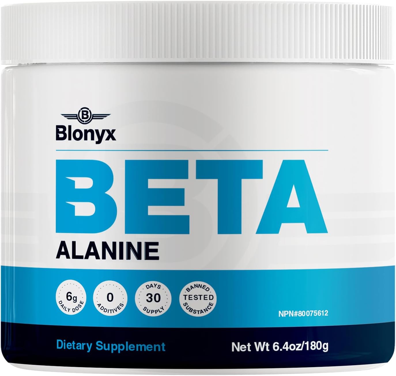 Blonyx Beta-Alanine Supplement: Boosts Muscular Endurance, 6g Daily Dose, 30-Day Supply