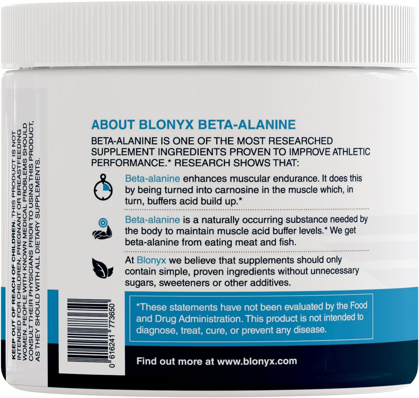 Blonyx Beta-Alanine Supplement: Boosts Muscular Endurance, 6g Daily Dose, 30-Day Supply