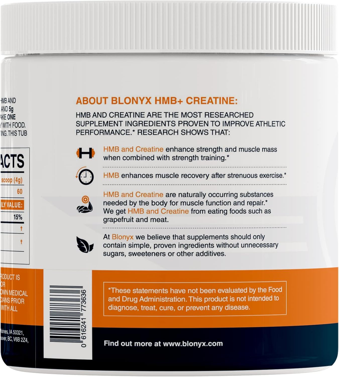 Blonyx HMB Creatine Supplement - Enhanced Strength & Recovery, High-Intensity Athletes, 30-Day Supply