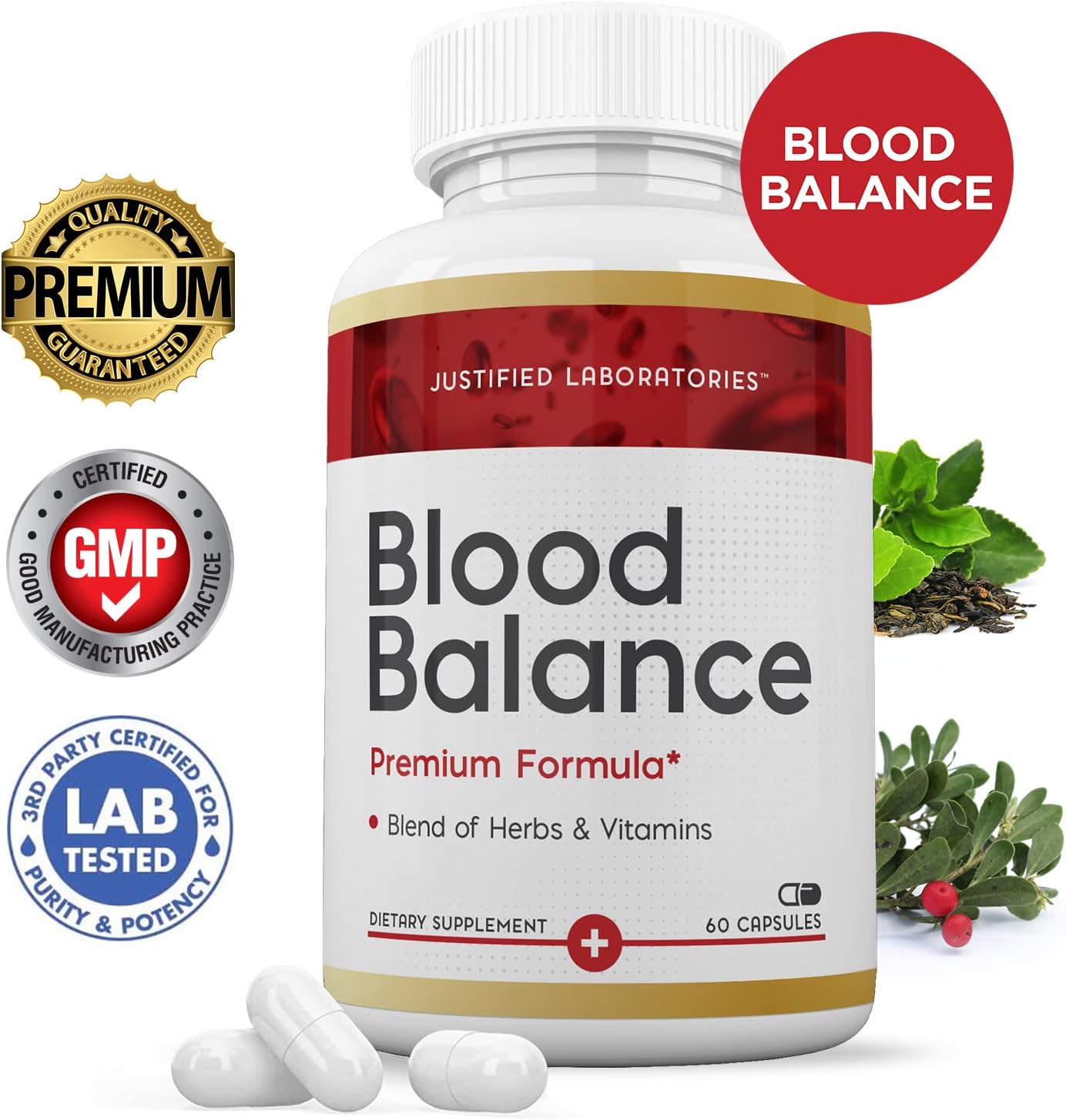 Blood Balance Advanced Formula 620MG Supplement Pills (3 Pack, 180 Capsules) by Justified Laboratories
