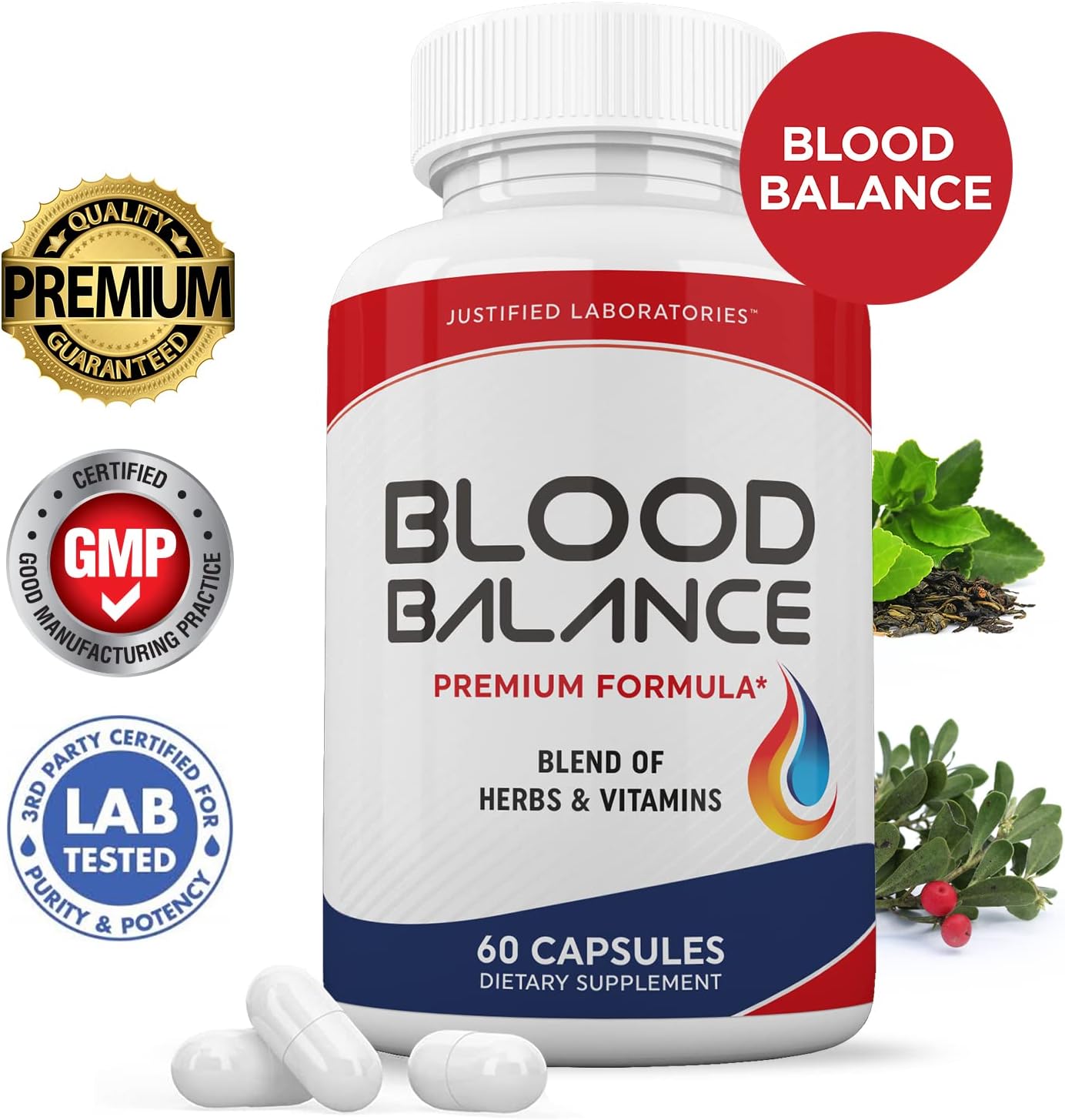 Blood Balance Advanced Formula 620MG Supplement Pills - 60 Capsules by Justified Laboratories