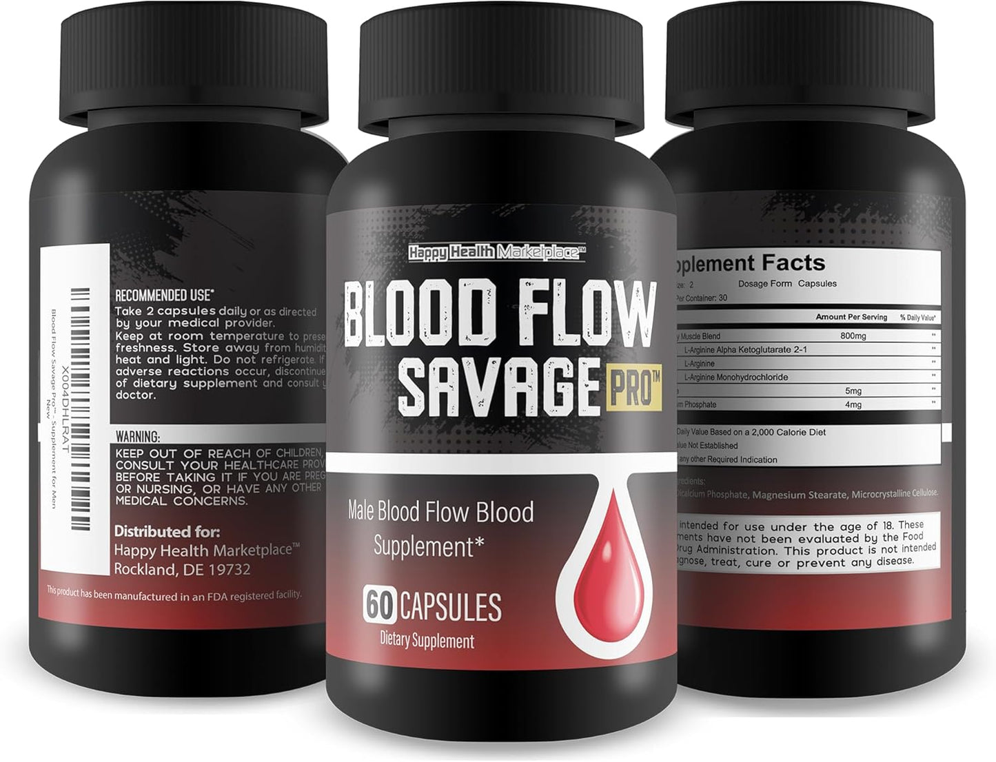 Blood Flow Savage Pro Capsules - Natural Men's Supplement for Healthy Circulation and Increased Blood Flow