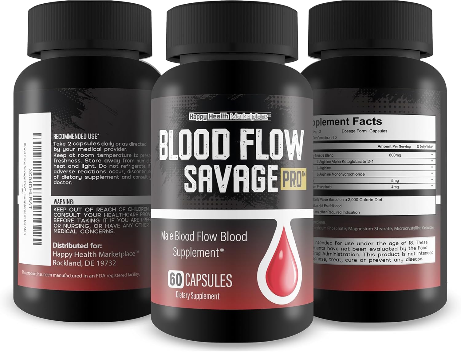 Blood Flow Savage Pro Capsules - Natural Men's Supplement for Healthy Circulation and Increased Blood Flow