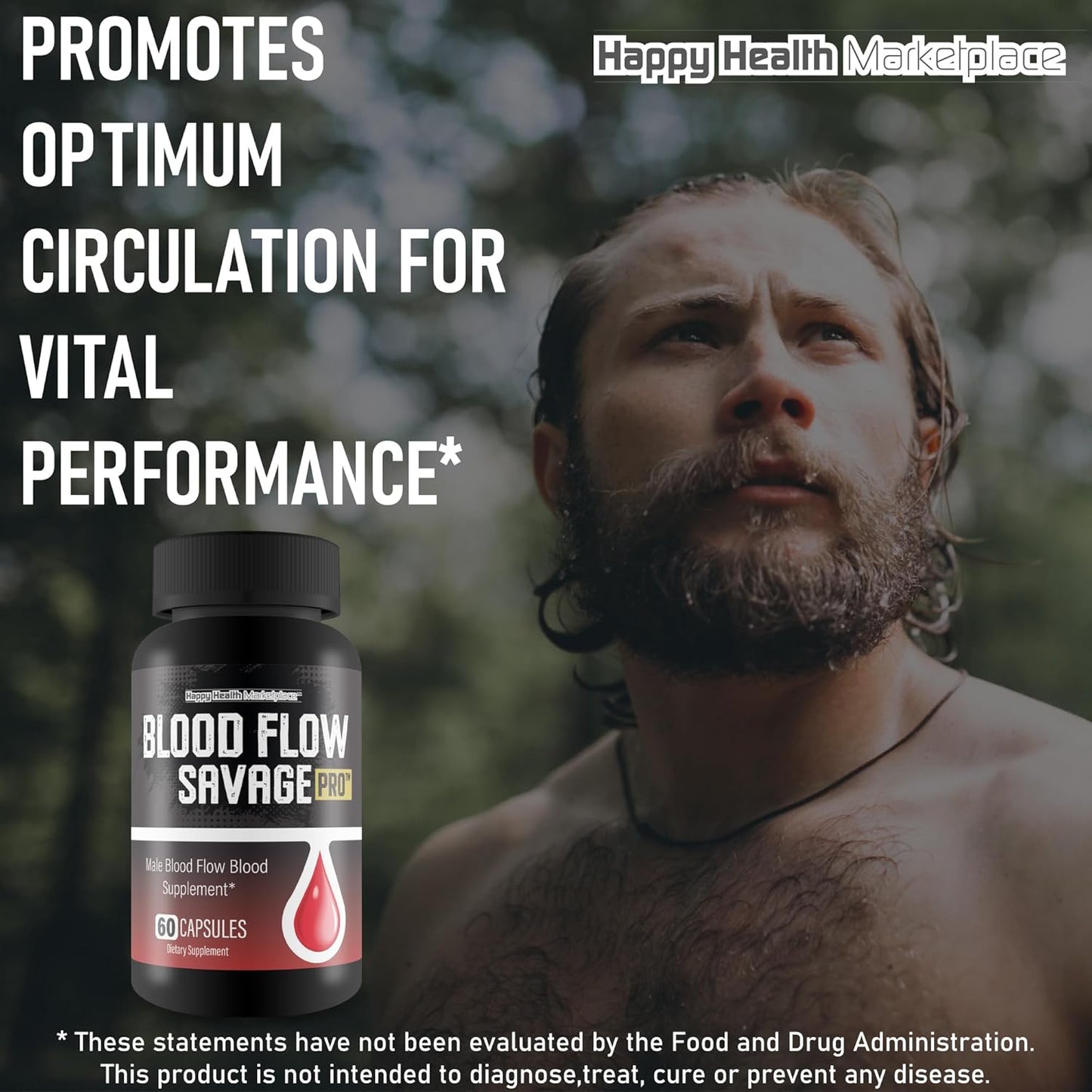Blood Flow Savage Pro Capsules - Natural Men's Supplement for Healthy Circulation and Increased Blood Flow