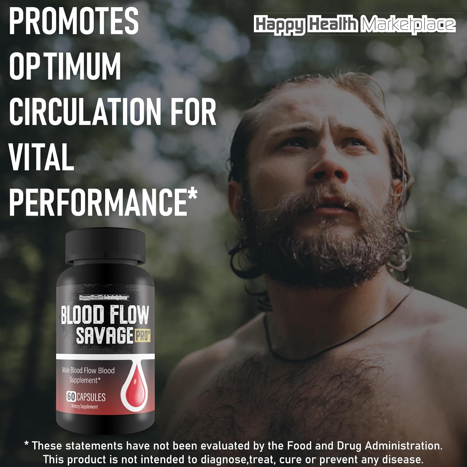 Blood Flow Savage Pro Capsules - Natural Men's Supplement for Healthy Circulation and Increased Blood Flow