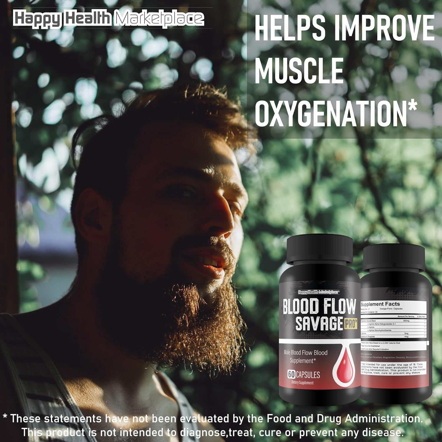 Blood Flow Savage Pro Capsules - Natural Men's Supplement for Healthy Circulation and Increased Blood Flow