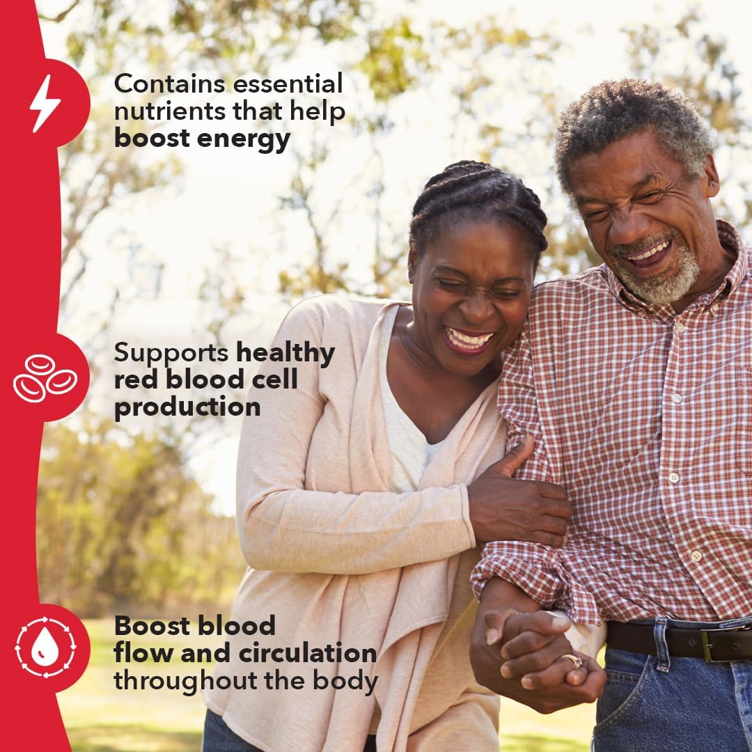 Blood Nourish-R Supplement for Iron Deficiency - Non-Constipating Formula with Iron, Alfalfa, Beet Root, and Vitamin B-12 - Supports Anemia, Fatigue, and Dizziness - 60 Capsules