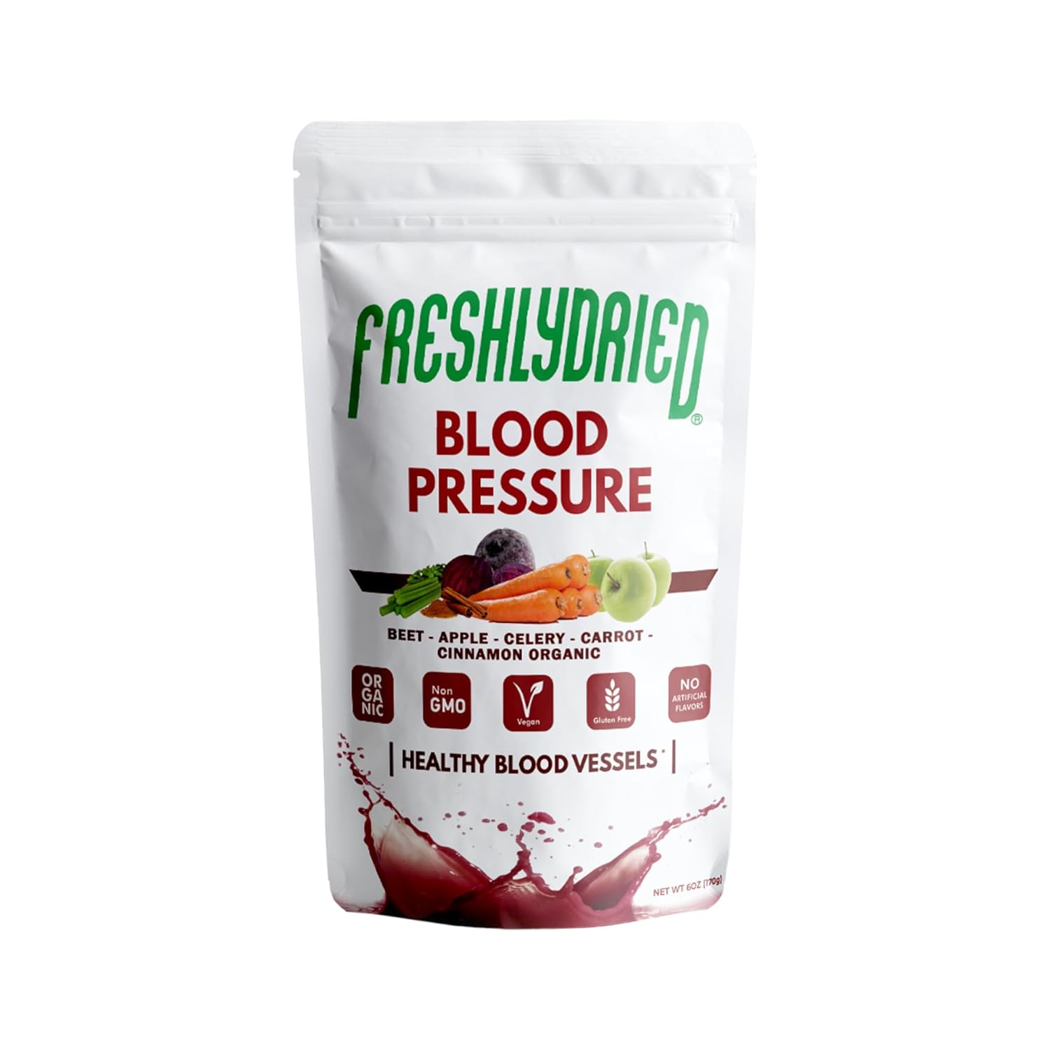 Blood Pressure Support Powder with Ceylon Cinnamon, Beet, Apple, Carrot, Celery Stalks - Vegan-Friendly - 17 Servings - 6oz